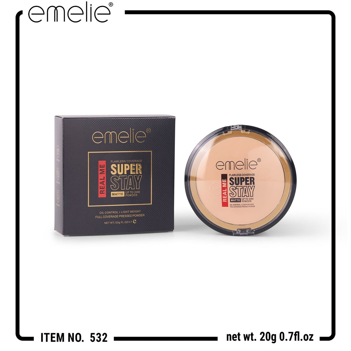 REAL ME Super Stay Matte Pressed Powder with Flawless Coverage (20g)
