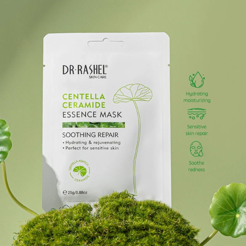 Dr. Rashel Centella Ceramide Essence Mask – Soothing Repair Sheet Mask for Dry & Sensitive Skin Pack of 10