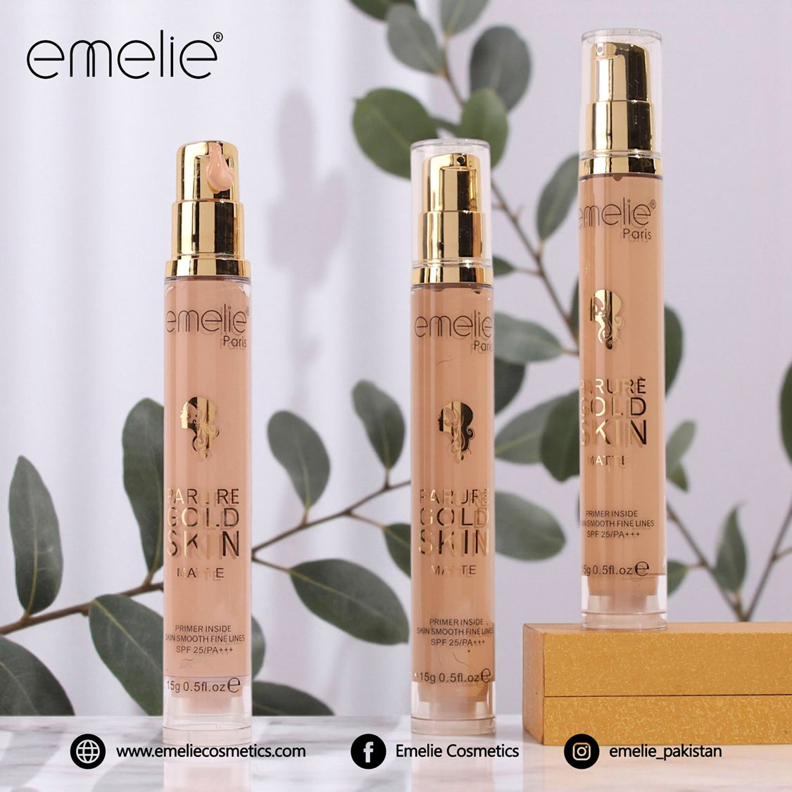 emelie® Paris Parure Gold Skin Matte Foundation – Net 15g
