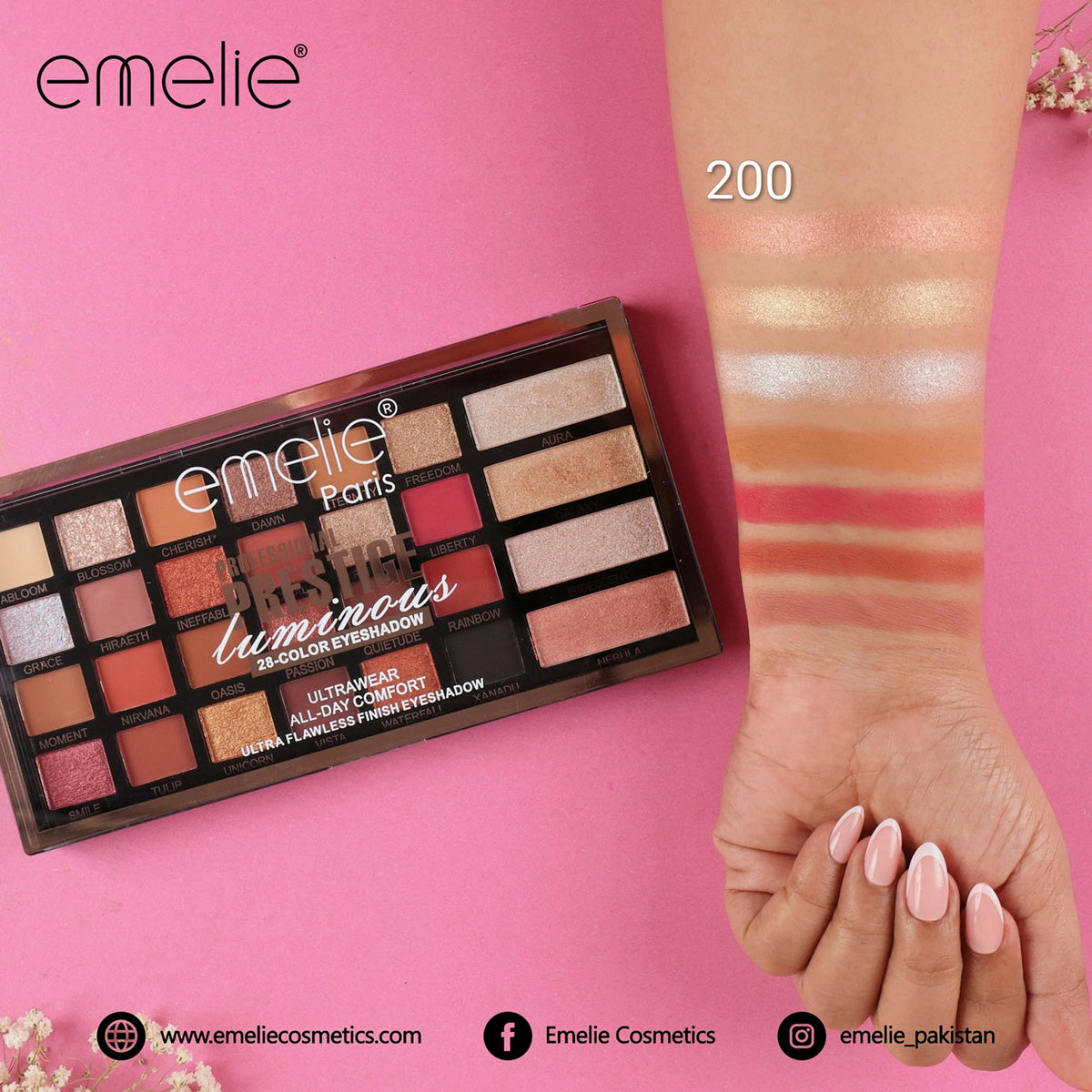 emelie® Paris Prestige Luminous 28-Color Eyeshadow Palette