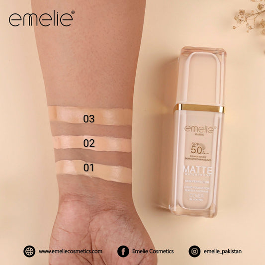 SPF 50+ Foundation with Primer - 2-in-1 Full Coverage, Matte, Waterproof, Long Wear