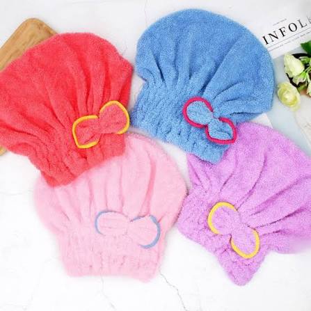 Absorbent Thickened Bow Shower Cap & Rapid Hair Drying Wrap