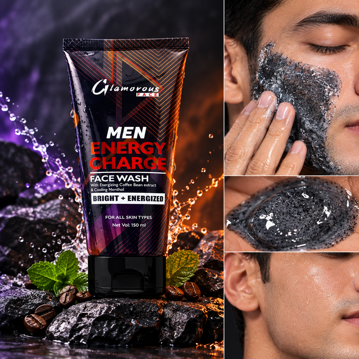 Glamorous Face Men Energy Charger Face Wash Bright + Energized