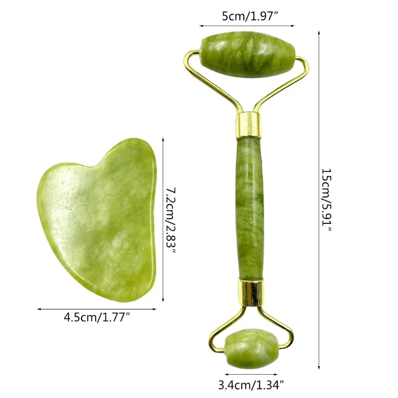 2 in 1 Pack Of Jade Face Roller & Gua Sha