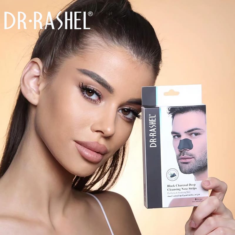 Dr.Rashel Black Charcoal Deep Cleansing Nose Strips For Men - 6pcs