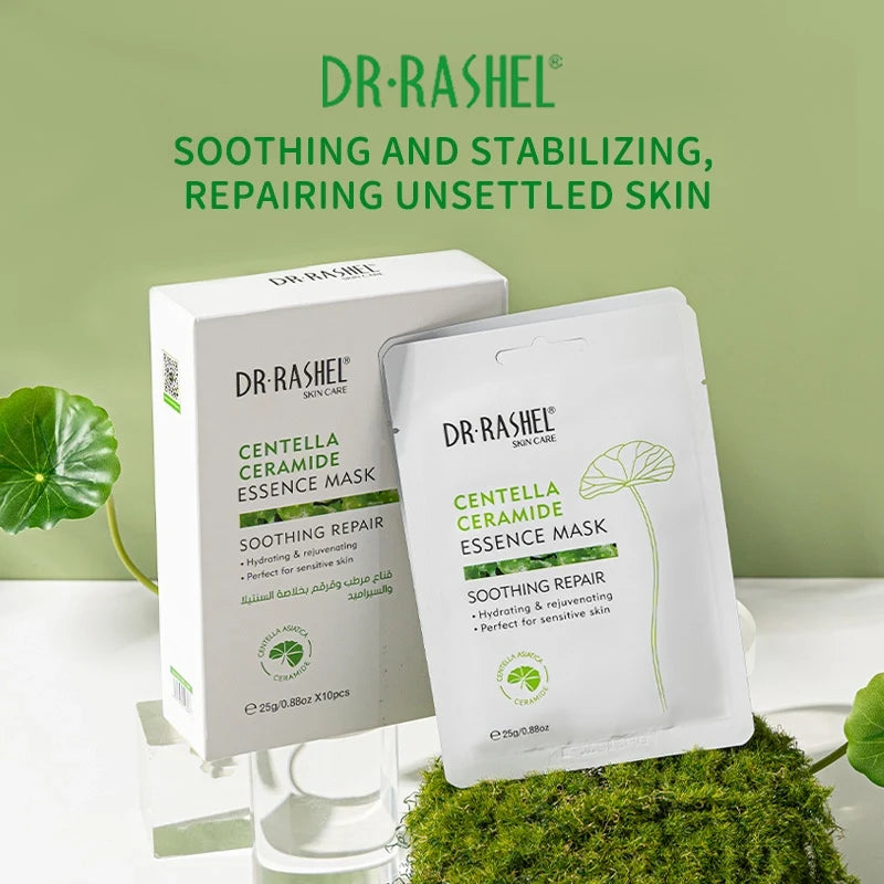 Dr. Rashel Centella Ceramide Essence Mask – Soothing Repair Sheet Mask for Dry & Sensitive Skin Pack of 10