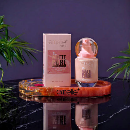 Emelie® 24HR Matte Pure Foundation & Concealer - Full Coverage, SPF 20 (30ml)
