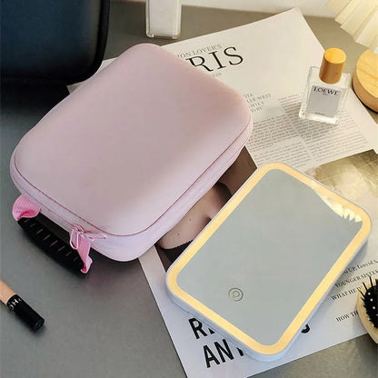 Waterproof Makeup Storage Bag with Detachable LED Mirror