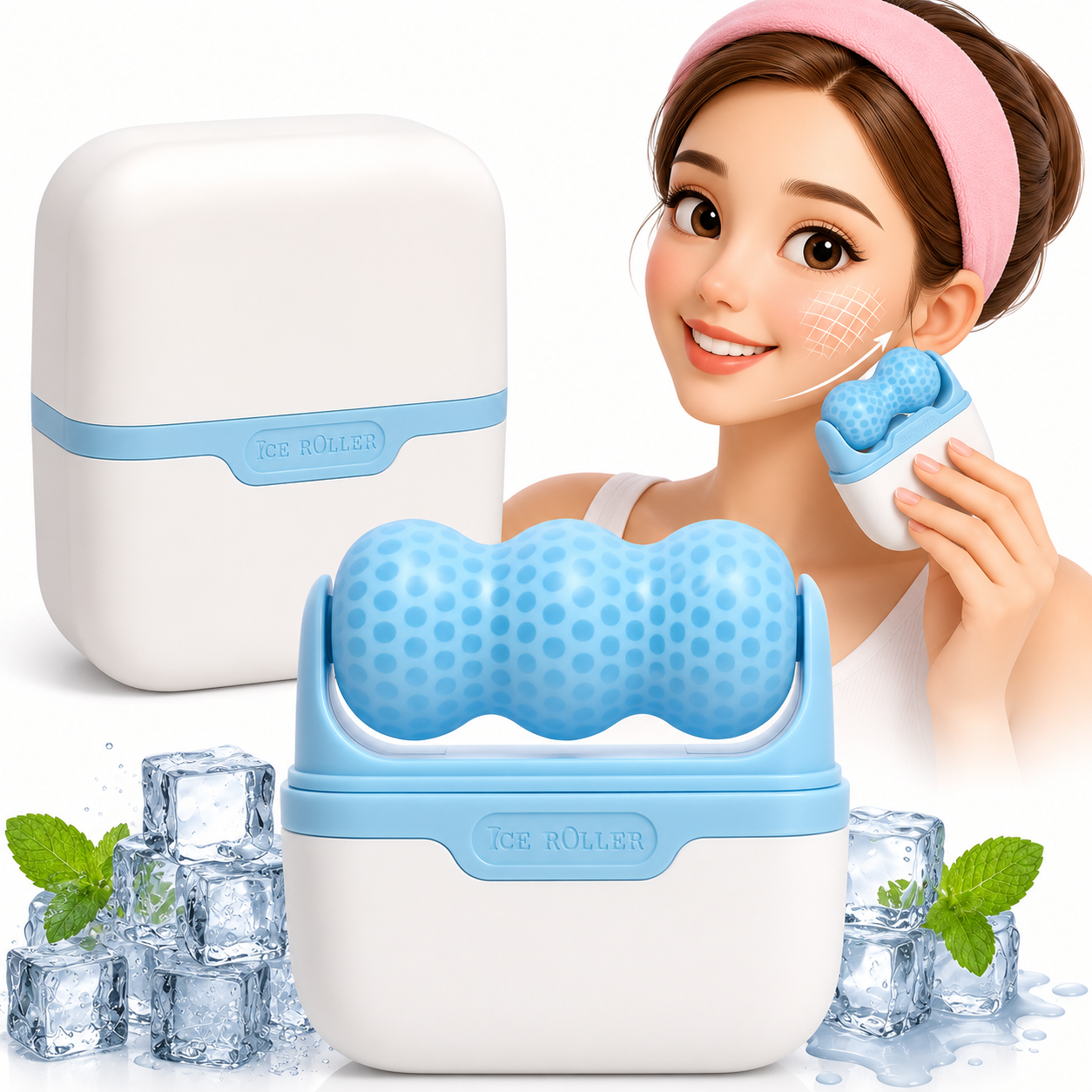 2 in 1 Ice Roller Facial Massager