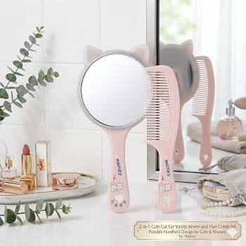 2 in 1 Portable Handheld Mirror and Comb Set