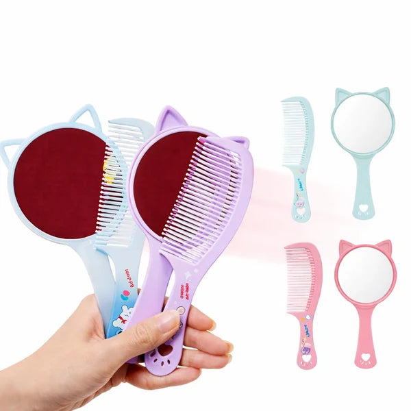 2 in 1 Portable Handheld Mirror and Comb Set