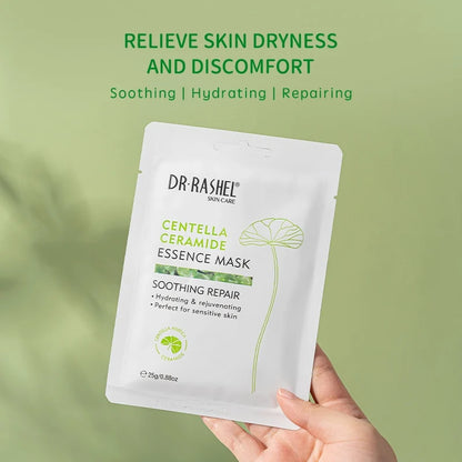 Dr. Rashel Centella Ceramide Essence Mask – Soothing Repair Sheet Mask for Dry & Sensitive Skin Pack of 10