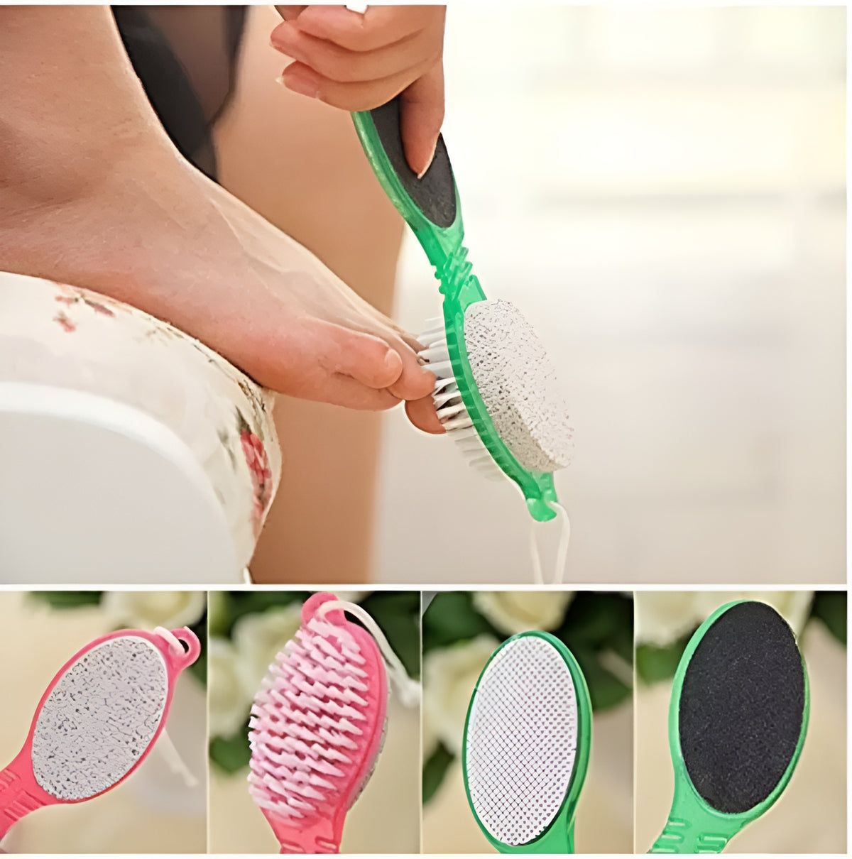 4-in-1 Foot Care Callus Remover Brush & Pumice Stone