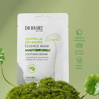 Dr. Rashel Centella Ceramide Essence Mask – Soothing Repair Sheet Mask for Dry & Sensitive Skin Pack of 10