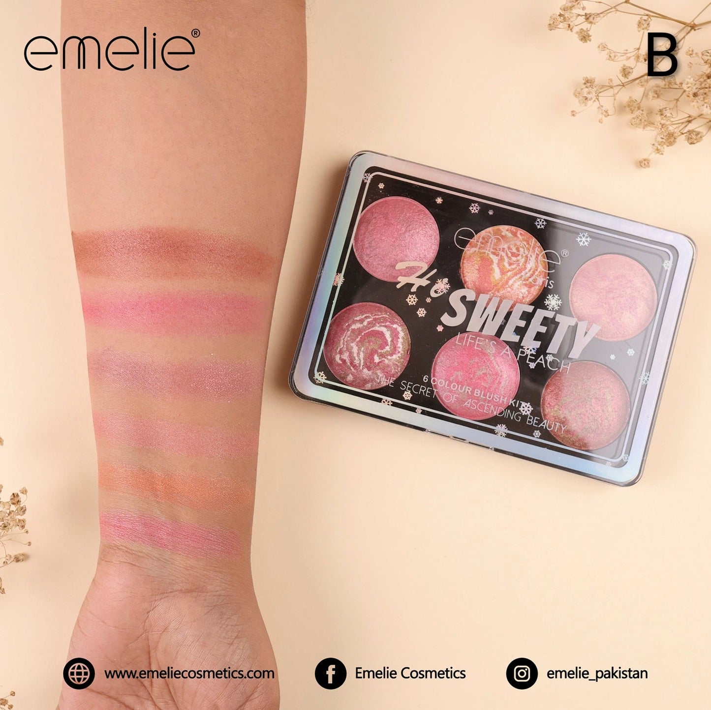 Hi SWEETY LIFE'S A PEACH – 6 Colour Baked Blush Kit