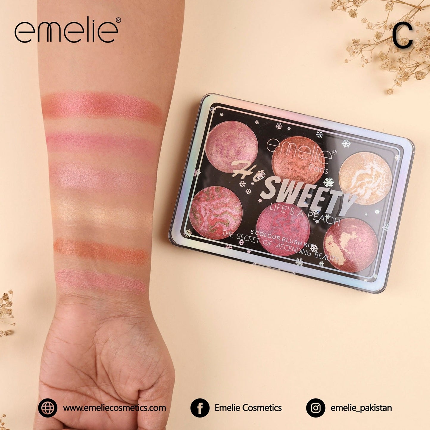 Hi SWEETY LIFE'S A PEACH – 6 Colour Baked Blush Kit