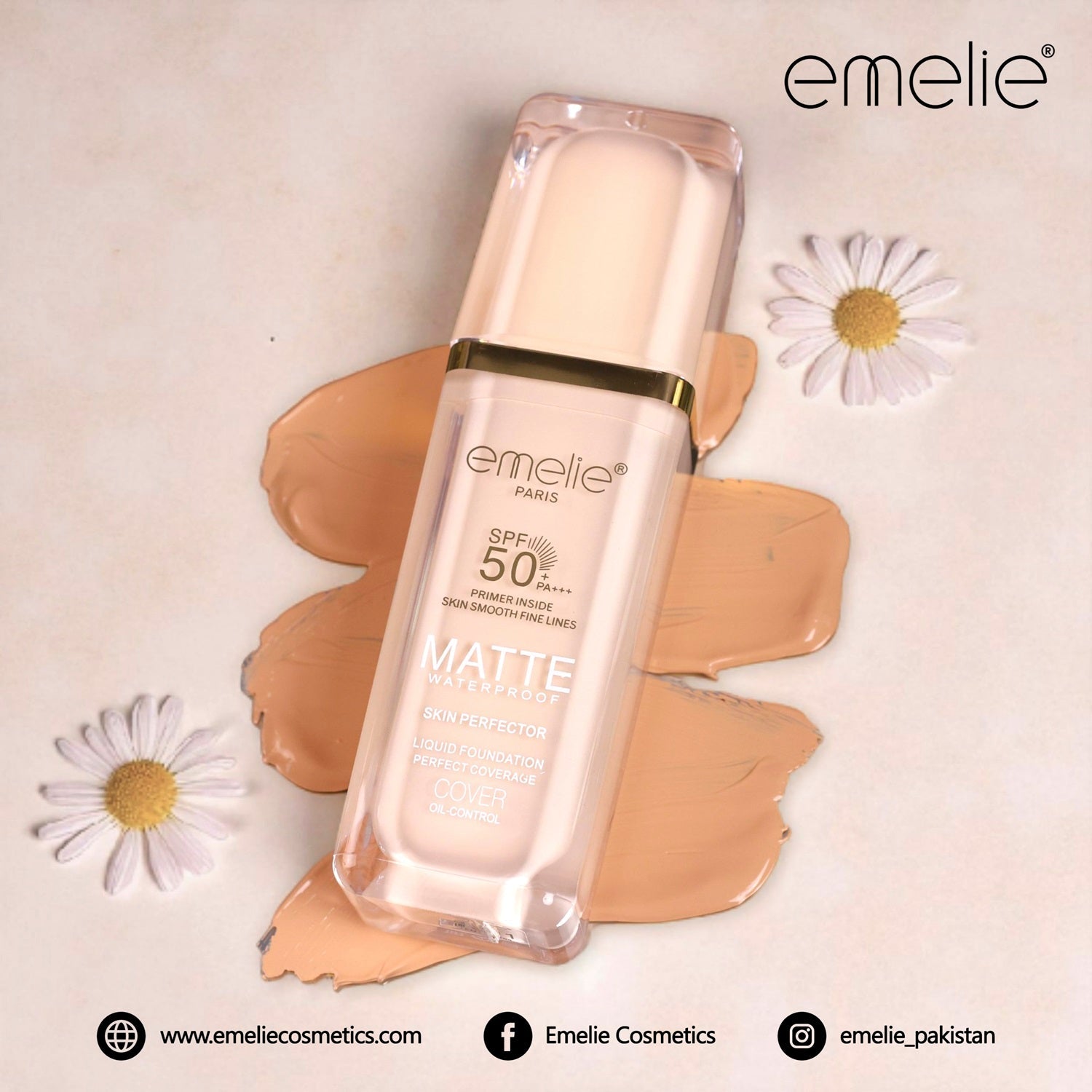 SPF 50+ Foundation with Primer - 2-in-1 Full Coverage, Matte, Waterproof, Long Wear