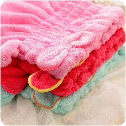 Absorbent Thickened Bow Shower Cap & Rapid Hair Drying Wrap