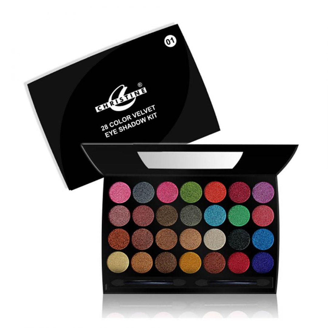 Christine 28 Colors Velvet Eyeshadow Shade 01