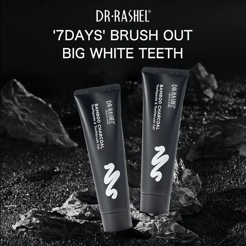 DR.RASHEL Bamboo Charcoal Toothpaste & Toothbrush Set – Cleaner, Fresher & Brighter Smile