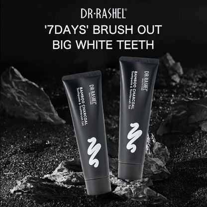 DR.RASHEL Bamboo Charcoal Toothpaste & Toothbrush Set – Cleaner, Fresher & Brighter Smile