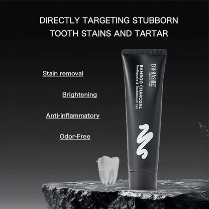 DR.RASHEL Bamboo Charcoal Toothpaste & Toothbrush Set – Cleaner, Fresher & Brighter Smile