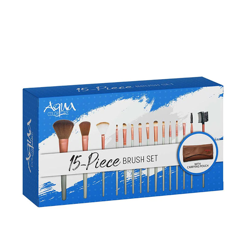 Aqua color line 15 pieces Brush Set.