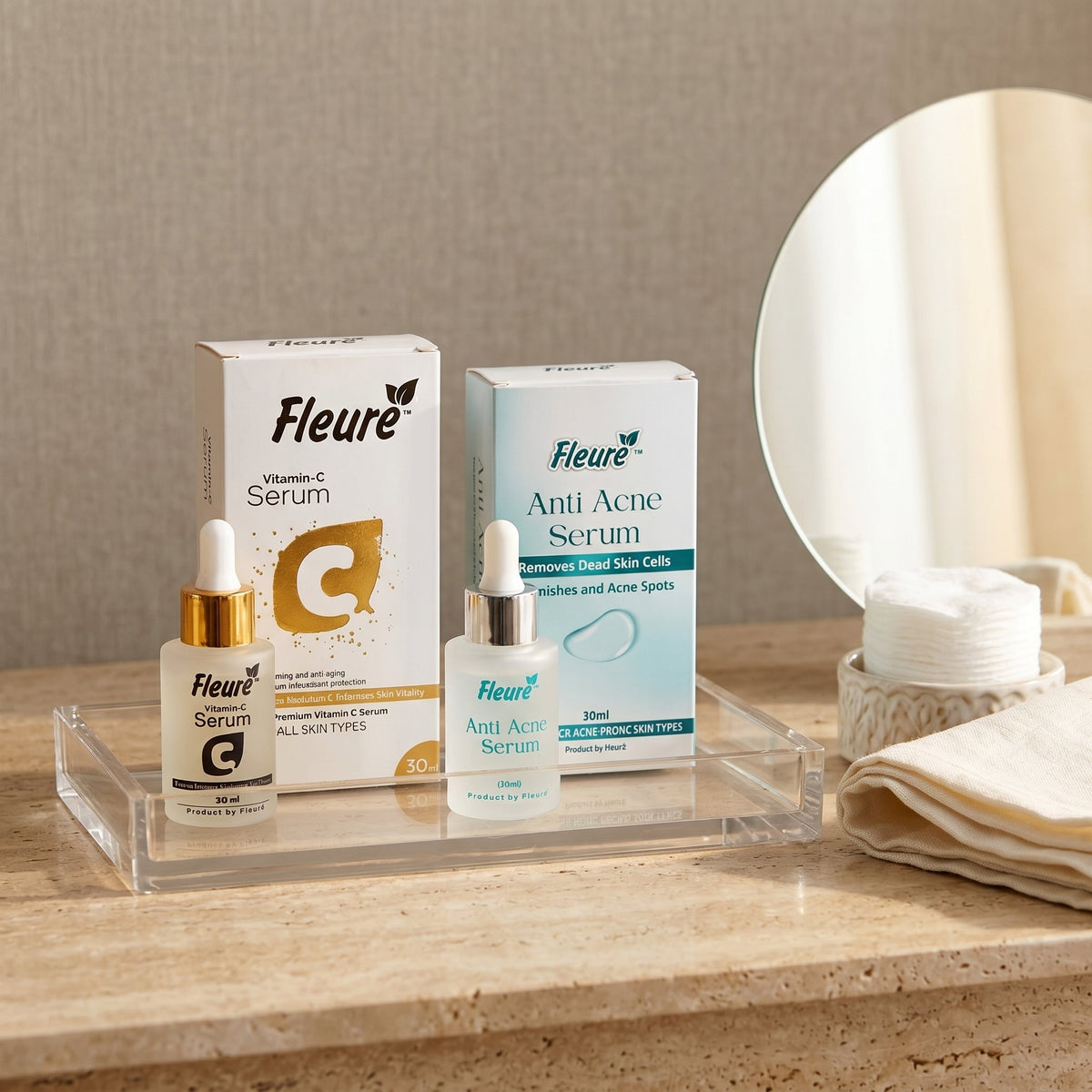 Fleuré Acne & Glow Duo Vitamin C Serum + Anti Acne Serum