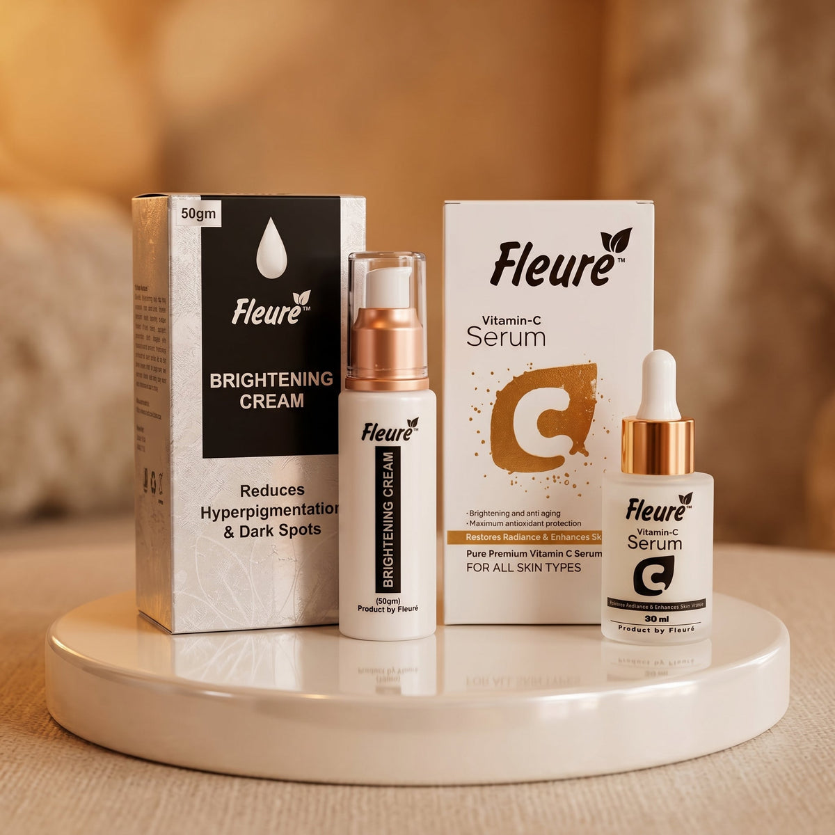 Fleuré Glow Bundle Vitamin C Serum and Brightening Cream