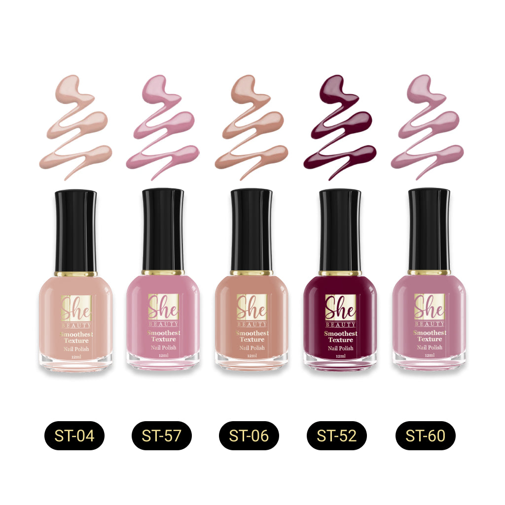 Smoothest Texture Nail Polish by She Beauty (Pack of 5)
