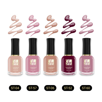 Smoothest Texture Nail Polish by She Beauty (Pack of 5)