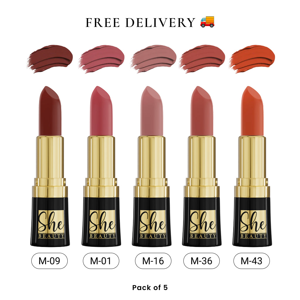Original Premium Long Lasting Lipsticks (Pack of 5)