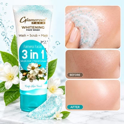 Glamorous Face Wash + Scrub +Mask Whitening 3 in 1 Face Wash 100gm
