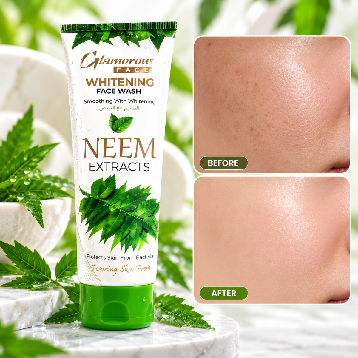 Glamorous Face Whitening Neem Extracts Face Wash 100gm