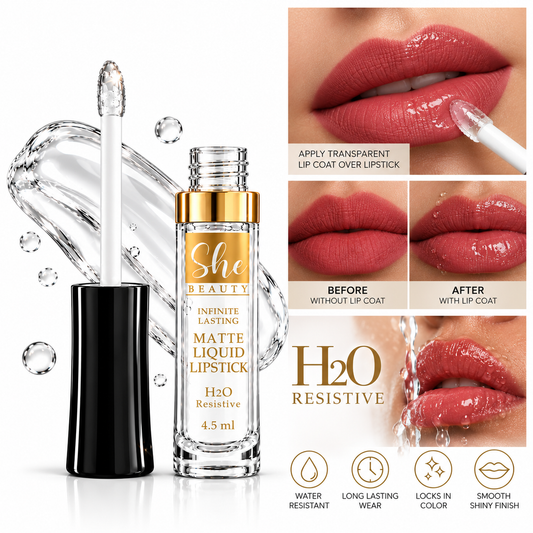 She Beauty Infinite Lasting Matte Liquid Lipstick & H2O Lip Coat