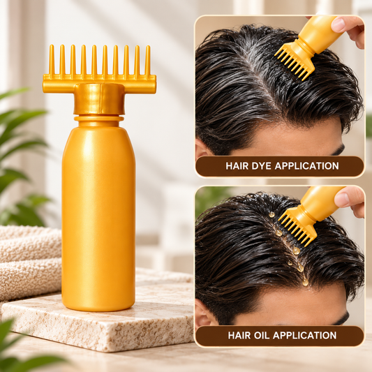 Hair Oil Applicator Bottle with Comb Top – Root Scalp Massager
