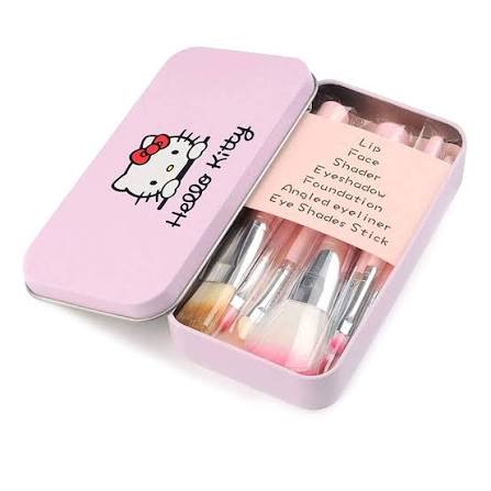 Hello Kitty Makeup Mini Brush Set with Storage Tin Case