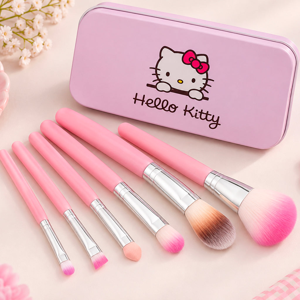 Hello Kitty Makeup Mini Brush Set with Storage Tin Case
