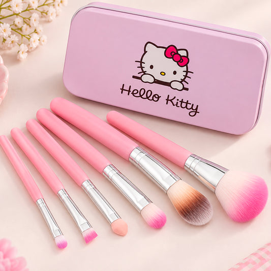Hello Kitty Makeup Mini Brush Set with Storage Tin Case
