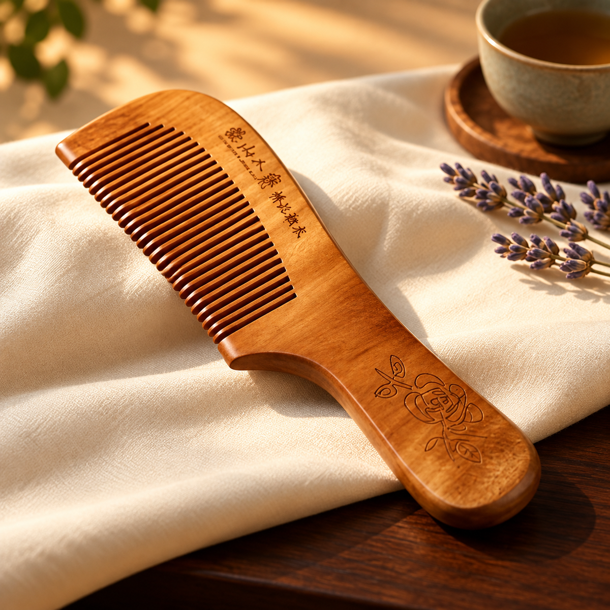 Natural Wooden Hair Comb Anti-Static Detangling Pocket Comb
