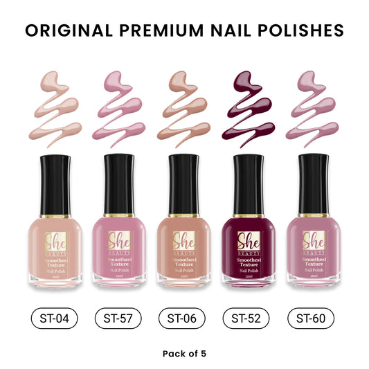 Original Premium Smoothest Texture Nail Polishes (Pack of 5)