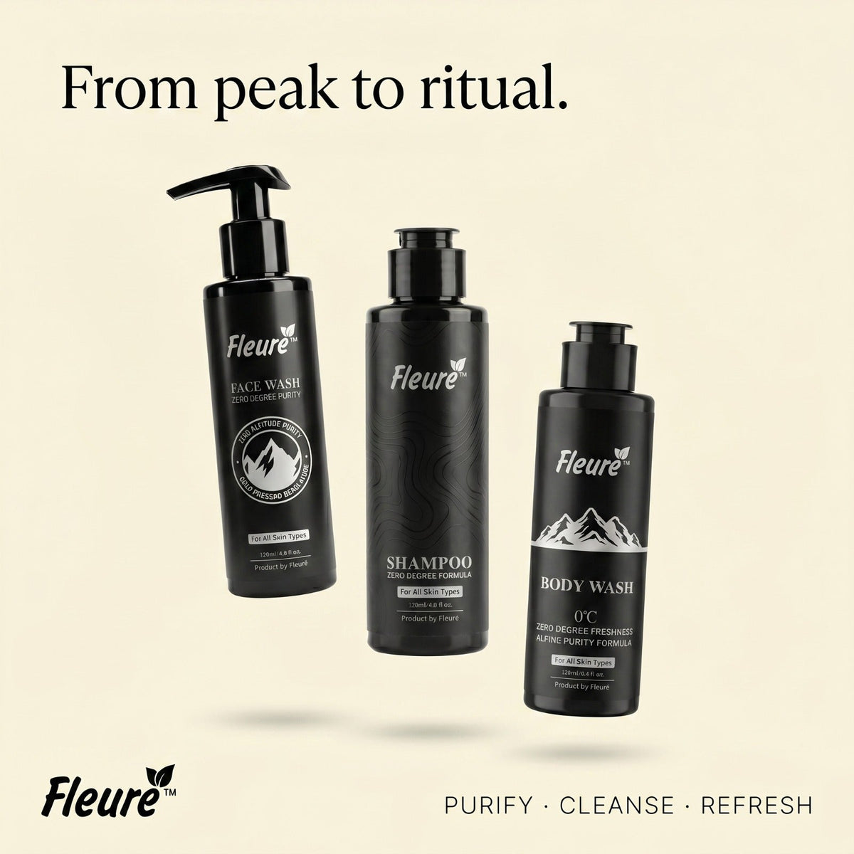 Zero Degree Kit - Menthol Face Wash, Body Wash & Shampoo