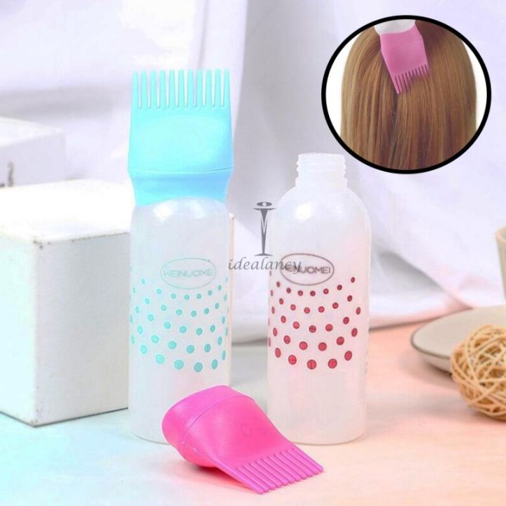 Plastic Hair Oil Applicator Bottle with Comb Top Root Comb Dispenser