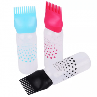 Plastic Hair Oil Applicator Bottle with Comb Top Root Comb Dispenser