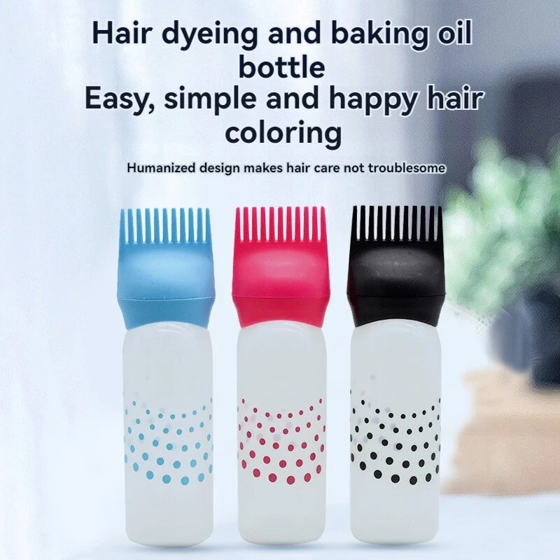 Plastic Hair Oil Applicator Bottle with Comb Top Root Comb Dispenser