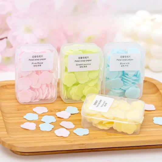 Portable Petal Paper Soap 100 Pcs Scented Travel Soap Sheets