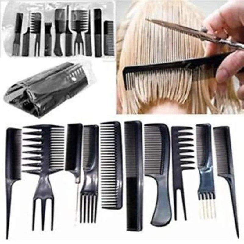 Professional 10 pcs Salon & Home Hair Styling Comb Kit