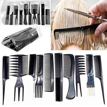 Professional 10 pcs Salon & Home Hair Styling Comb Kit