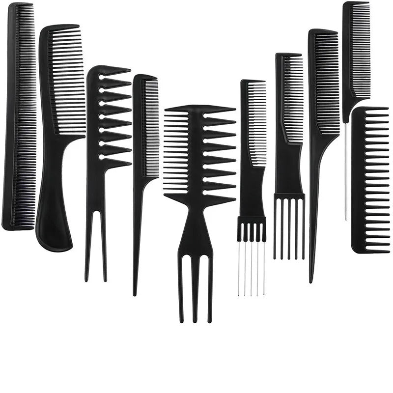 Professional 10 pcs Salon & Home Hair Styling Comb Kit