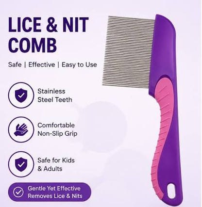 Stainless Steel Fine-Tooth Nit & Hair Lice Comb